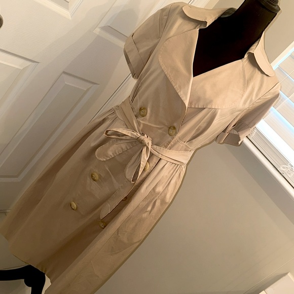 TRENCH Dress with Pockets Sz 12 - Picture 1 of 4